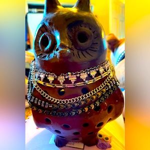 NWT White Plum Layered Silver tone multiple different stranded necklace.